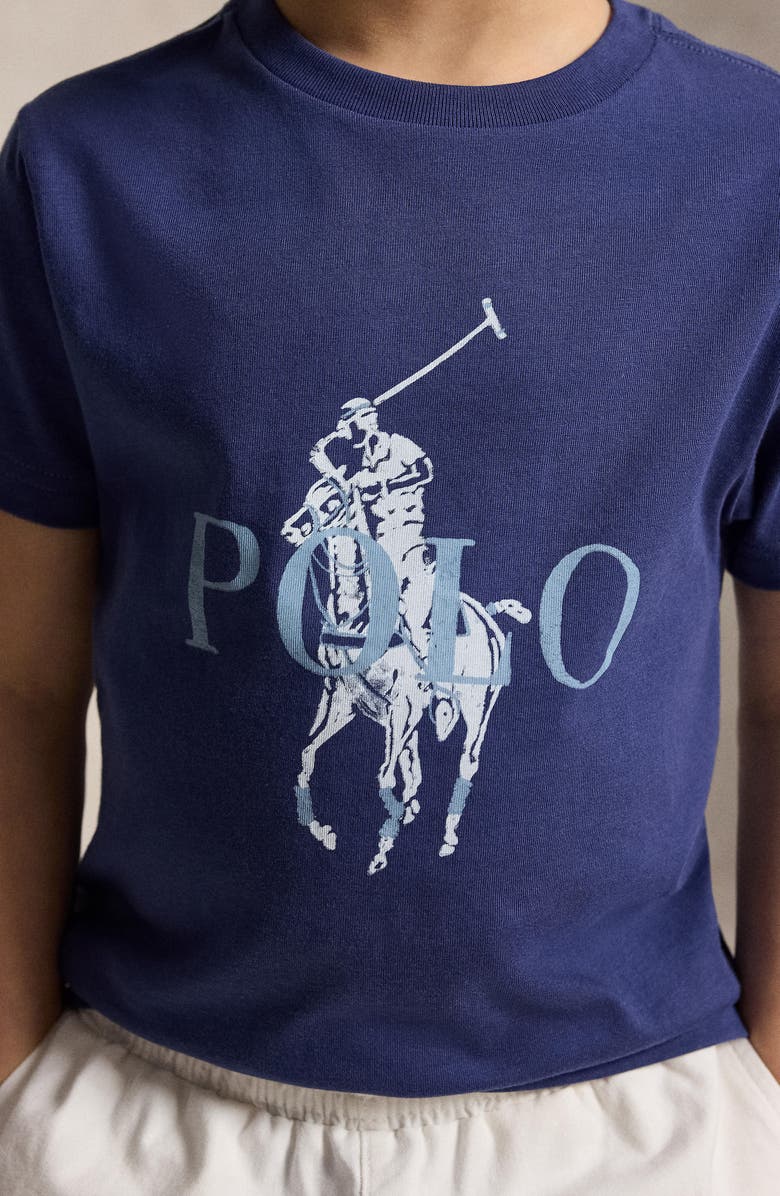 Polo Ralph Lauren Kids' Big Pony Logo Cotton Graphic T-Shirt, Alternate, color, Light Navy