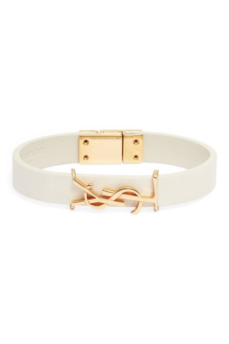 YSL Leather Bracelet, Main, color, CREMA SOFT