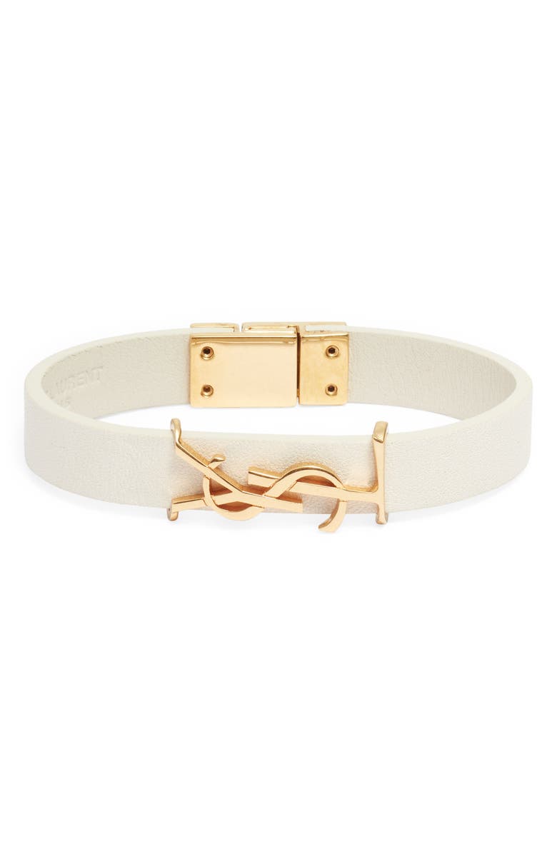 Saint Laurent YSL Leather Bracelet, Main, color,