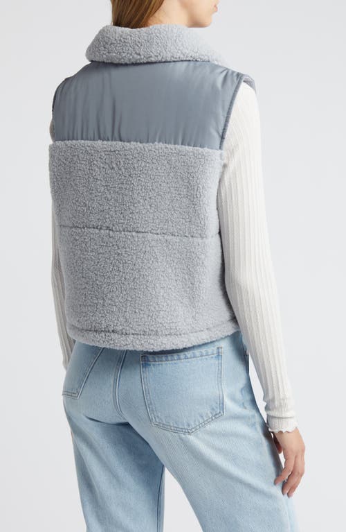 Thread & Supply Fleece Lined Puffer Vest In Dusty Blue Combo