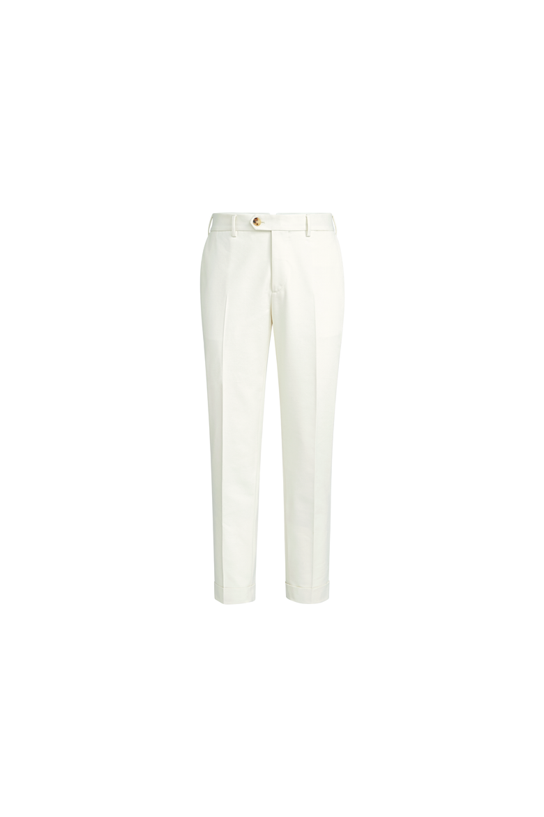 Cotton and virgin wool gabardine Italian fit trousers, Alternate, color, Panama