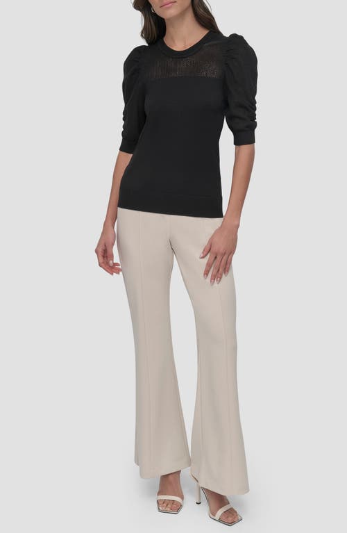 Shop Dkny Puff Sleeve Sweater In Black