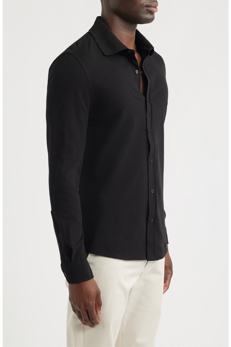 Slim Fit Cotton Button-Up Shirt, Alternate, color, BLACK