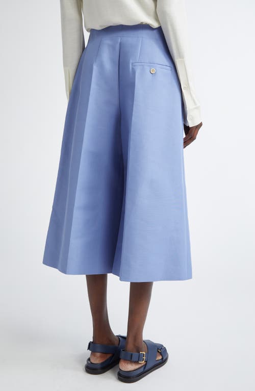 Marni Pleated High Waist Wide Leg Virgin Wool Crop Trousers In Periwinkle