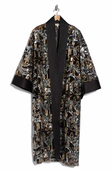 L'AGENCE Jin Sequin Embellished Open Front Ruana