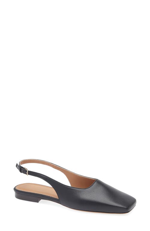 Mansur Gavriel Square Toe Slingback Flat In Black