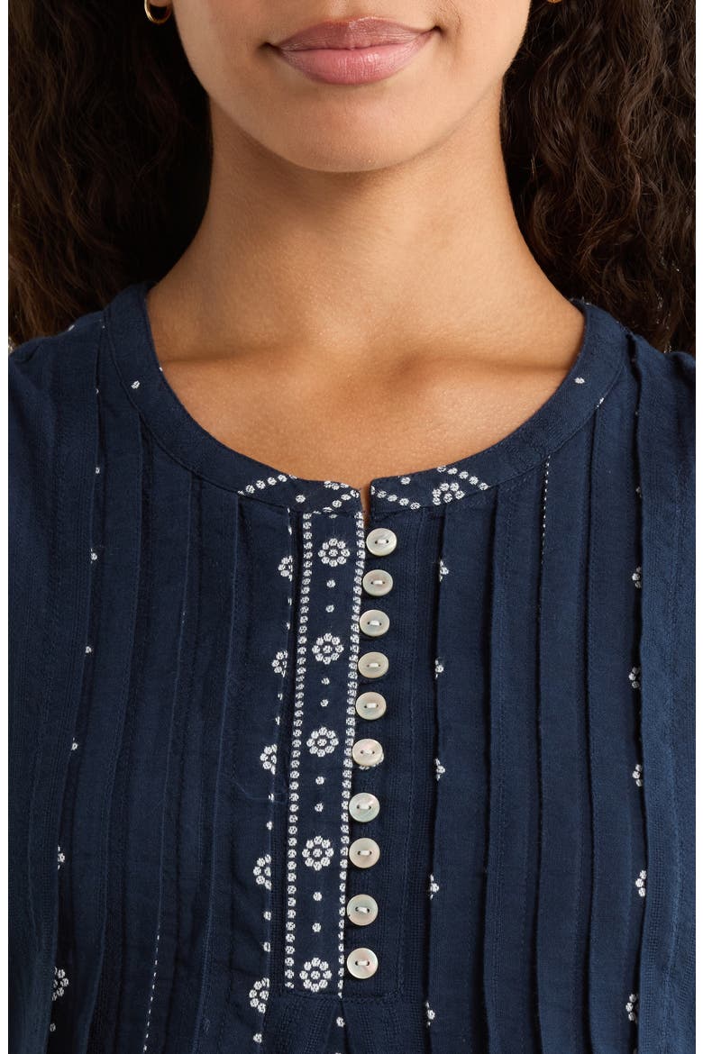 Sleeveless Embroidered Pintuck Dress, Alternate, color, OMBRE BLUE