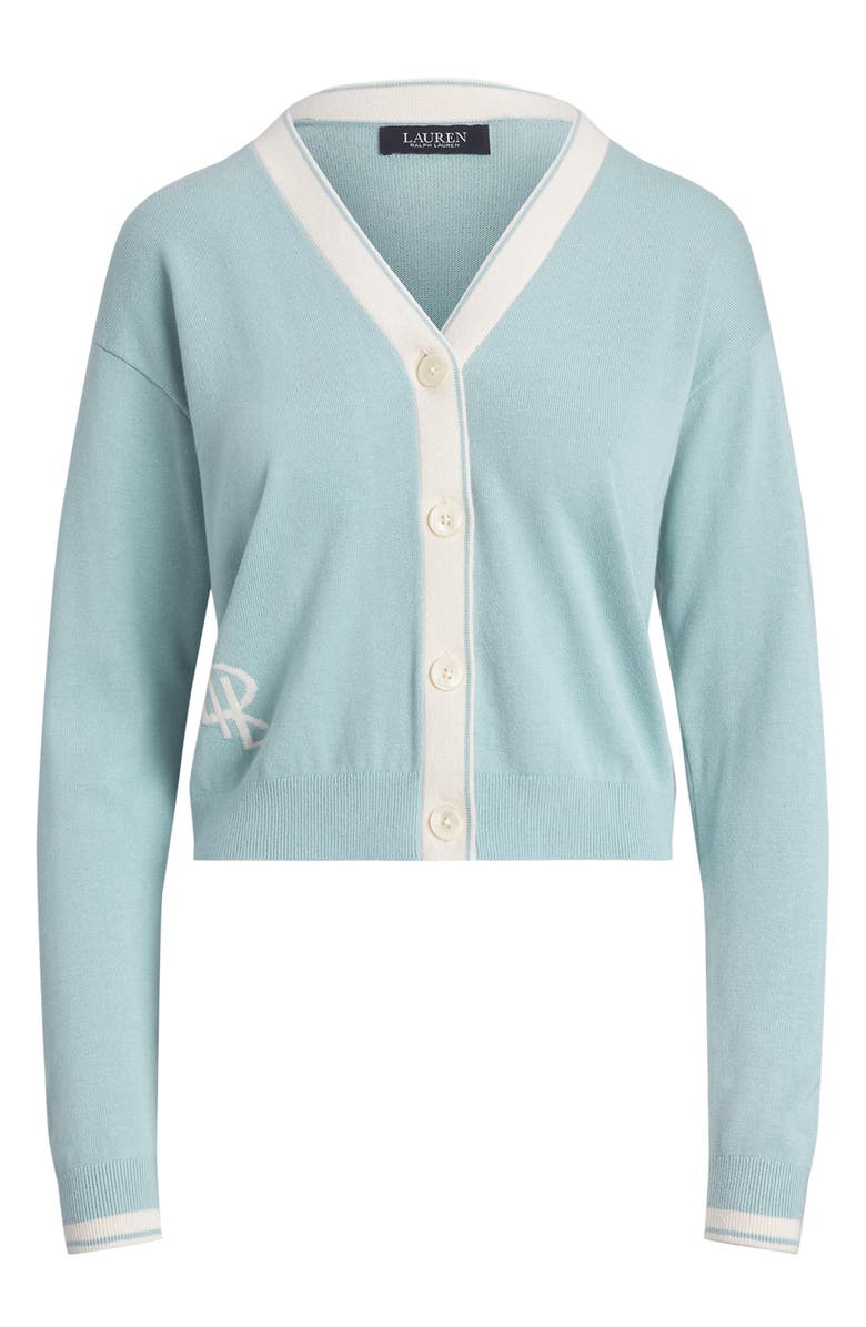 Lauren Ralph Lauren Two-Tone Cotton Blend Cardigan, Alternate, color, 