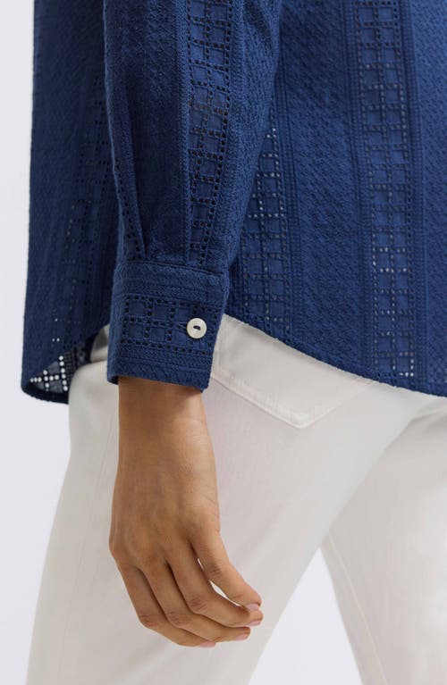 FOXCROFT FOXCROFT ZOEY MIXED STITCH BUTTON-UP SHIRT 