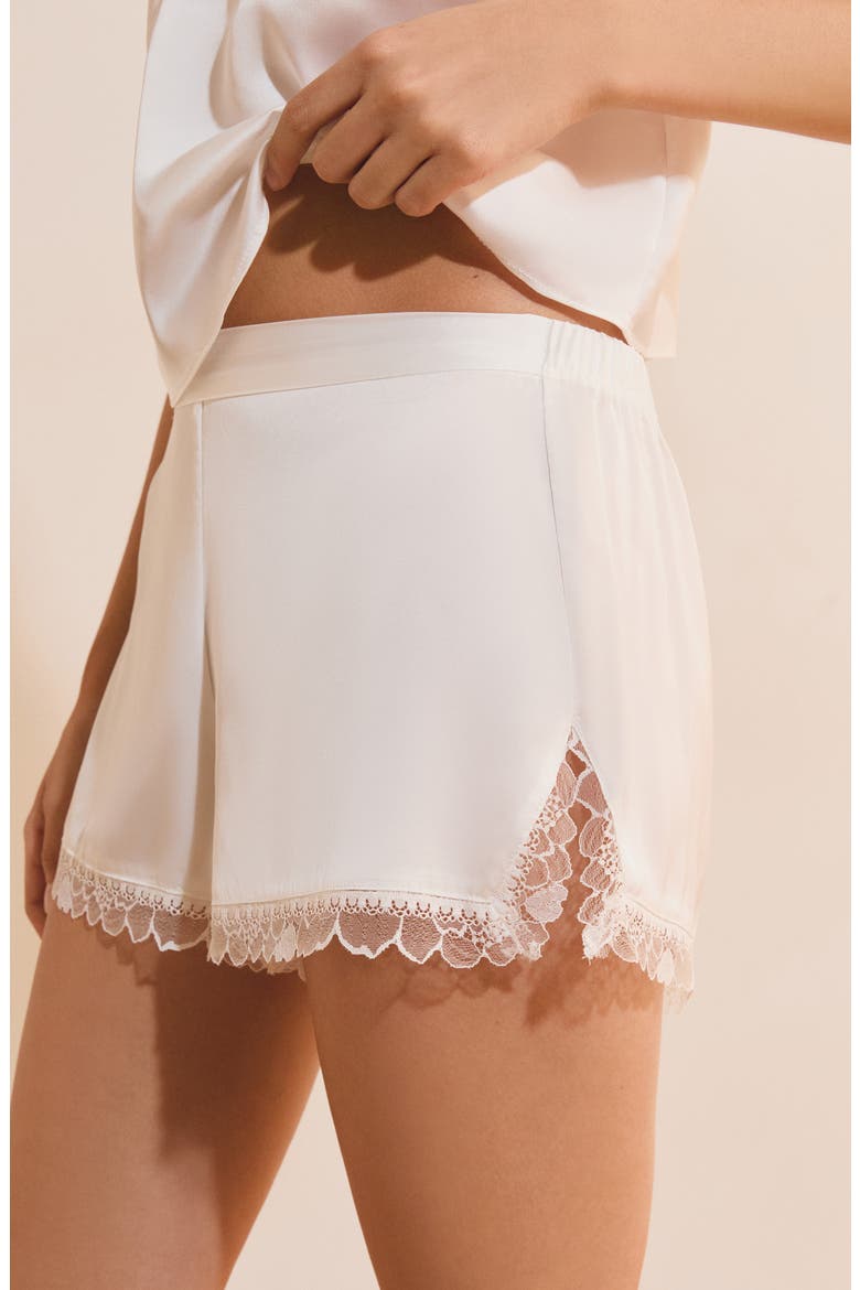 Bridal Bliss Lace Trim Shorts, Alternate, color, WHITE
