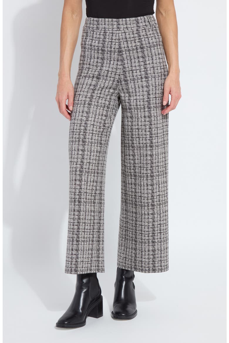 Erin Tweed Print Pull-On High Waist Ankle Wide Leg Pants, Main, color, LUSH TWEED TEXTURE