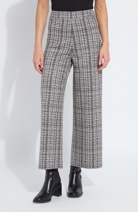 Erin High Waist Wide Leg Tweed Pants