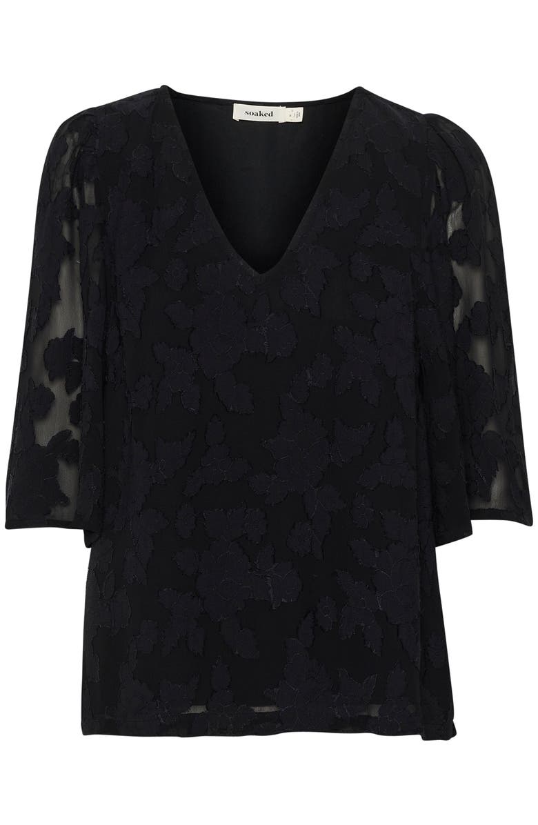 Soaked in Luxury SLFelisia V-neck Half Sleeve Blouse, Alternate, color, Black
