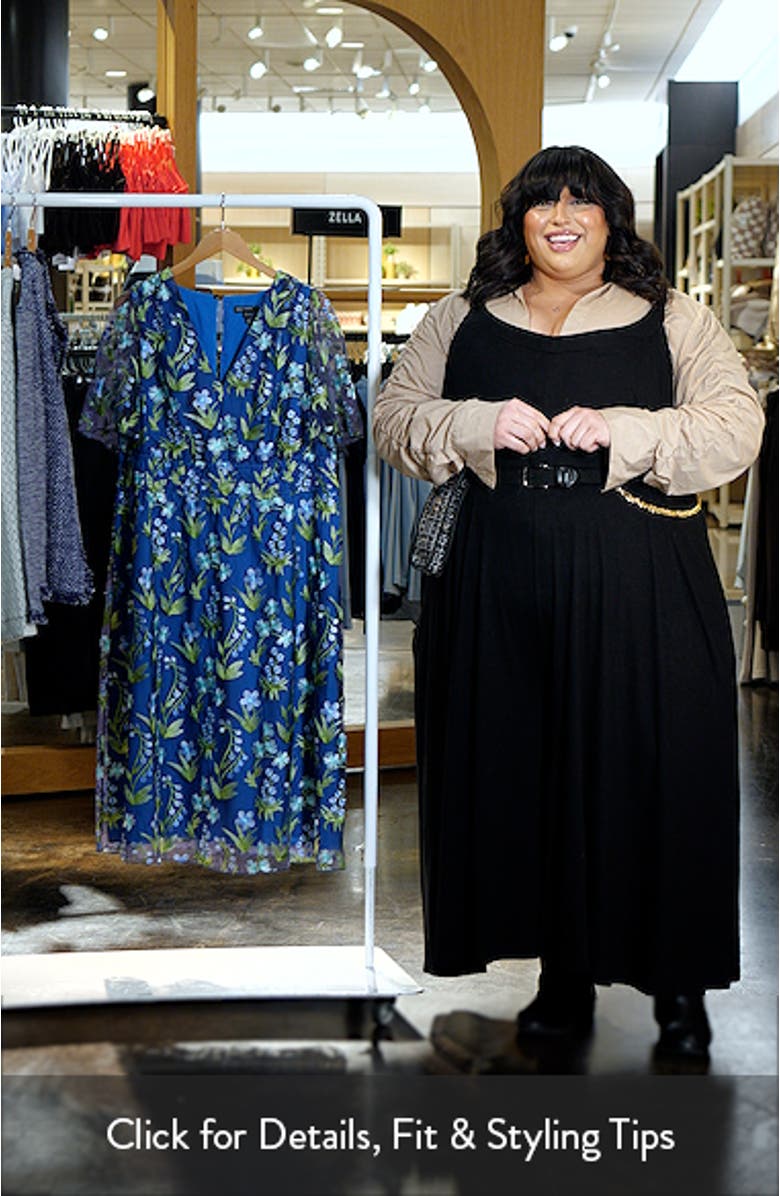 Floral Embroidered Short Sleeve Midi Dress, sales video thumbnail