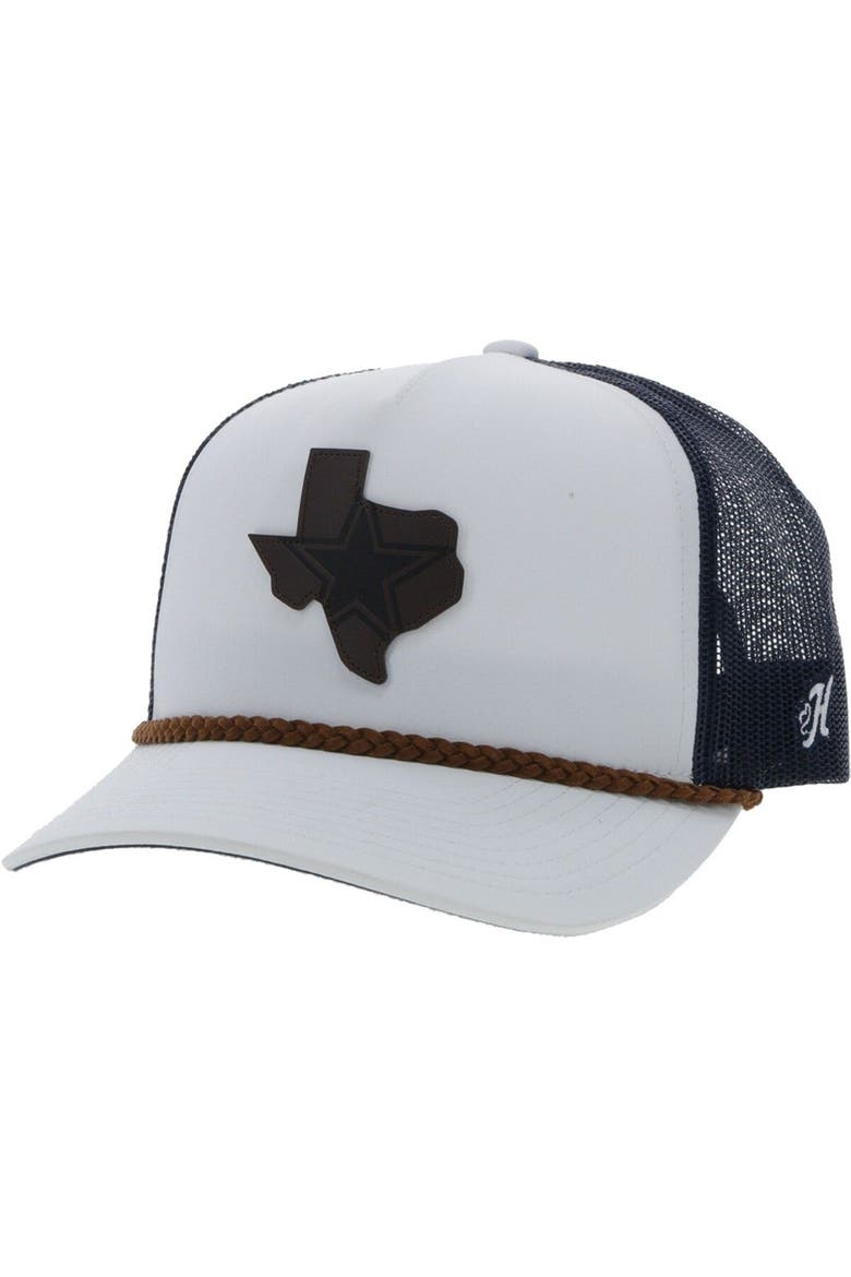 Men's HOOey White/Navy Dallas Cowboys State Patch Trucker Snapback Hat, Main, color, White