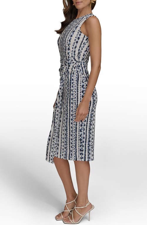 Donna Karan New York Abstract Print Gathered Sheath Dress In Gray