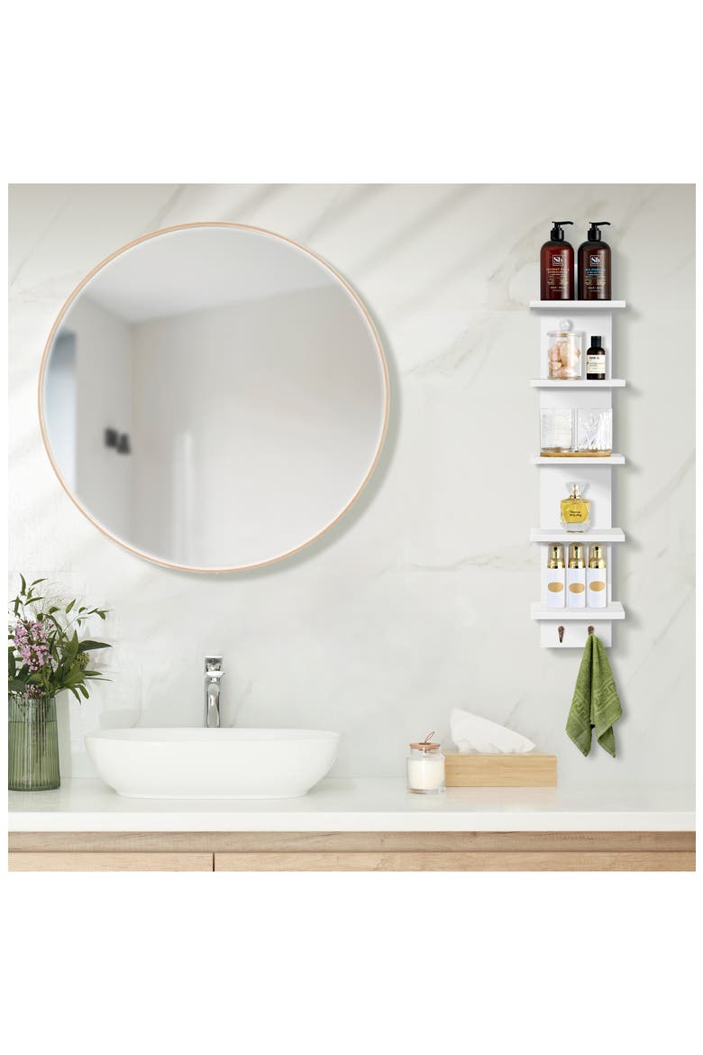 Set of 2 5-Tier Wall Shelves, Alternate, color, WHITE