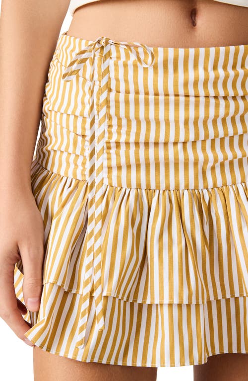 Steve Madden Darienne Ruched Ruffle Miniskirt In Brown