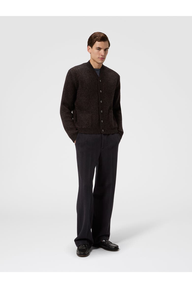 Wool And Viscose Mélange Cardigan, Alternate, color, Brown