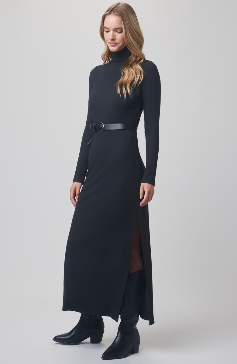 Splendid x @cellajaneblog Rib Turtleneck Dress, Alternate, color, Black