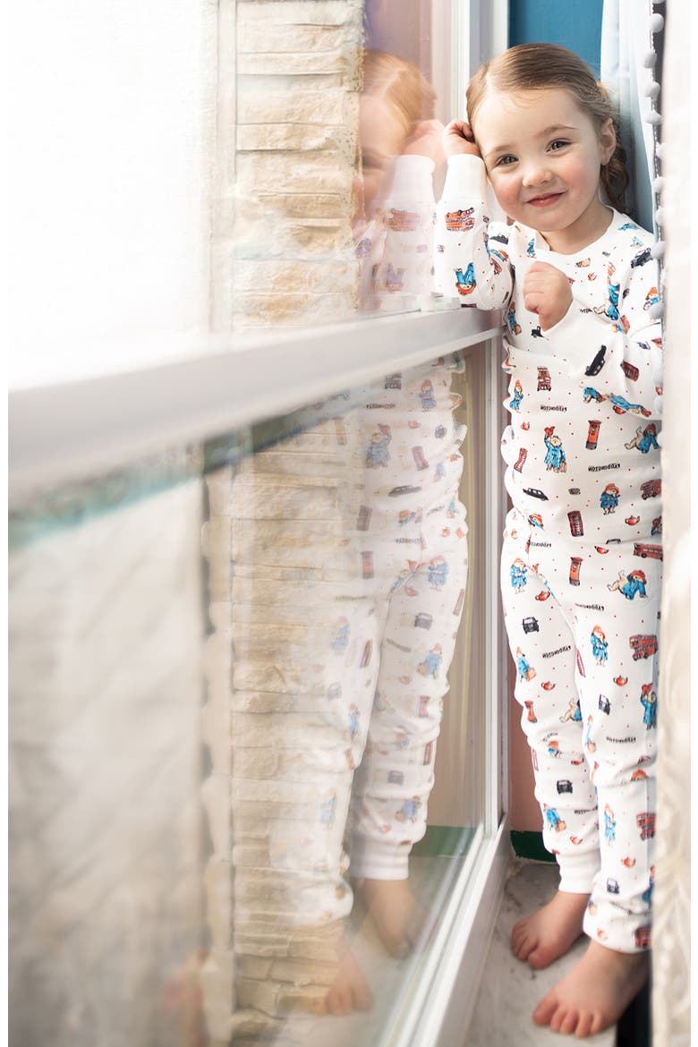 x Paddington Bear™ Fitted Organic Cotton Two-Piece Pajamas, Alternate, color, LONDON PADDINGTON
