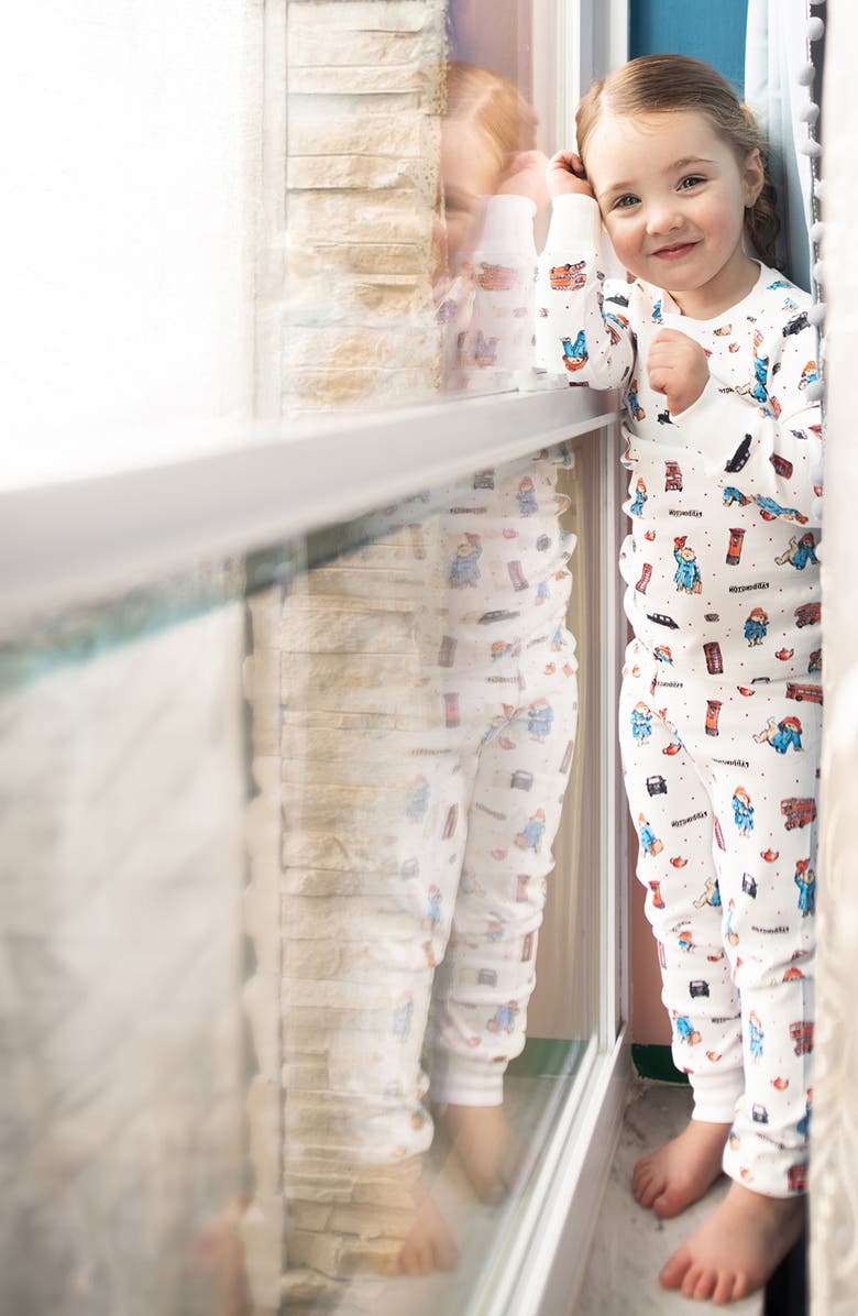 L'ovedbaby x Paddington Bear<sup>™</sup> Fitted Organic Cotton Two-Piece Pajamas, Alternate, color, London Paddington