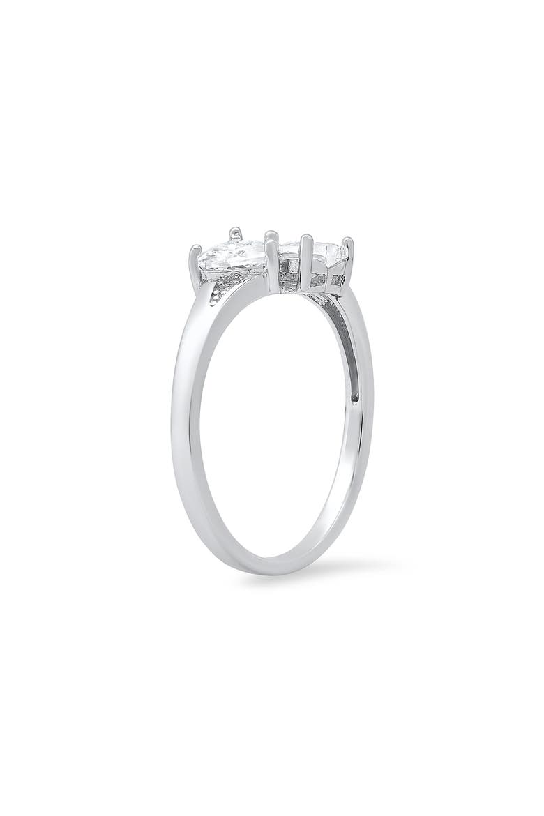Sterling Silver Double Heart Cubic Zirconia Ring, Alternate, color, SILVER