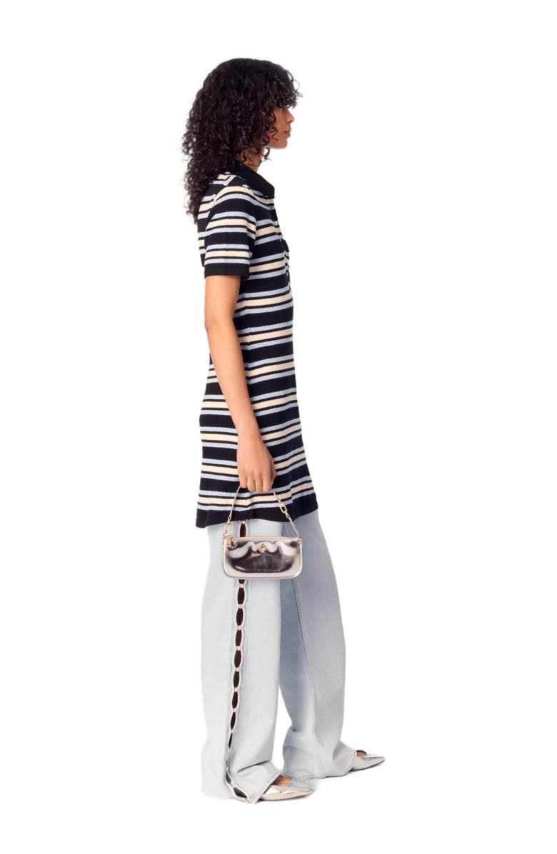 maje Striped knit polo dress, Alternate, color, 