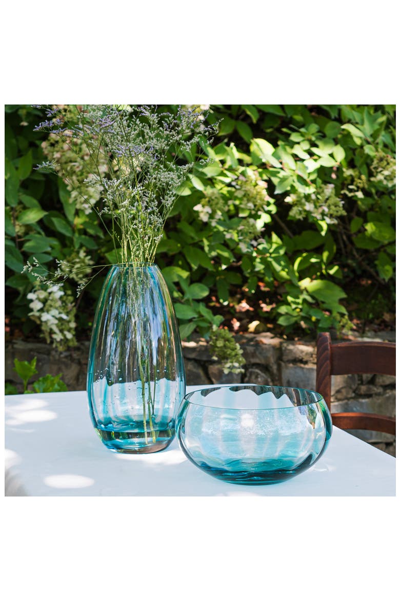Bolla Blue Glass Pleated Centerpiece Bowl, Alternate, color, BLUE