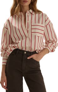 Favorite Daughter The Beau Stripe Cotton Poplin Button-Up Shirt