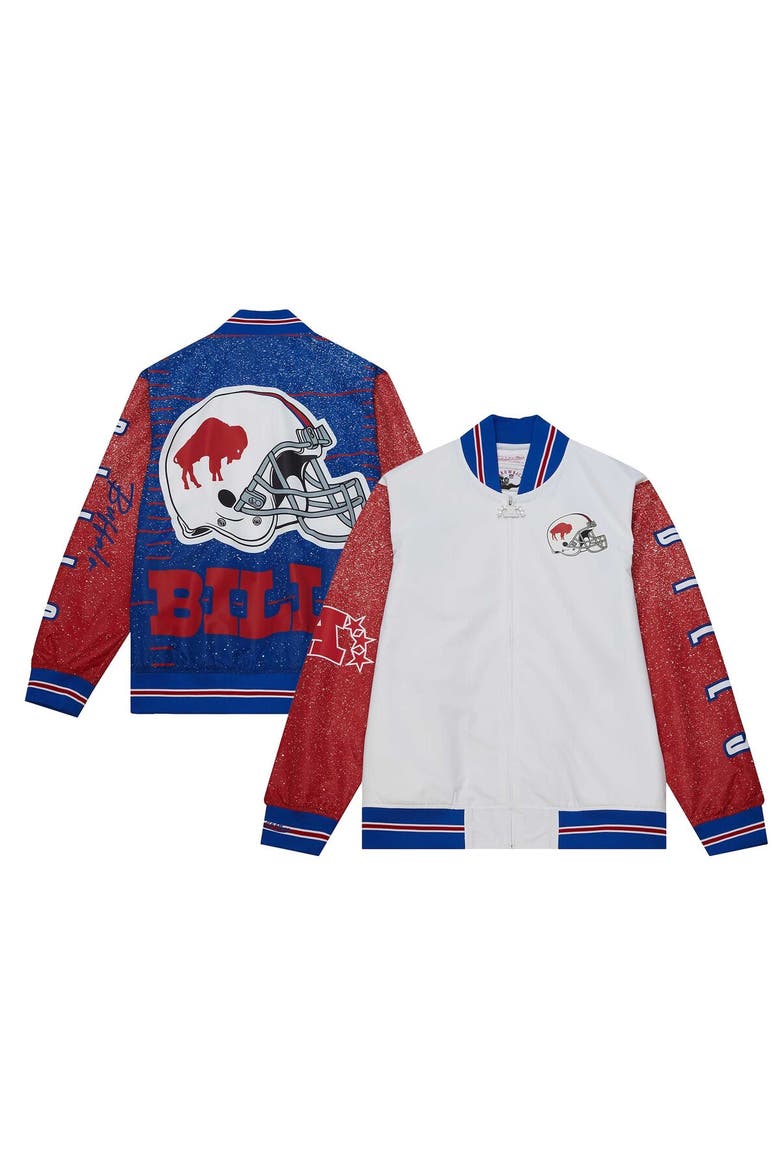 Men's Mitchell & Ness  White Buffalo Bills Team Burst Warm-Up Full-Zip Jacket, Alternate, color, White