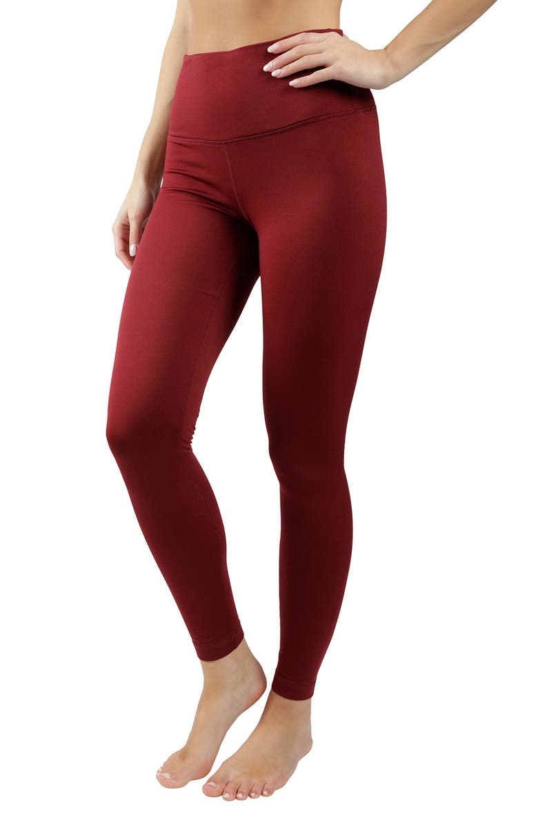 90 DEGREE BY REFLEX Soft Tech Fleece Lined High Rise Leggings, Alternate, color, Burnt Raspberry