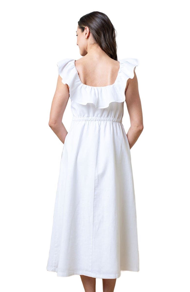 Hope & Henry Women's Linen Ruffle Collar Dress, Alternate, color, White Ruffle Collar