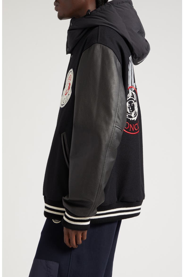 x Billionaire Boys Club Durnan Leather & Virgin Wool Blend Bomber Jacket, Alternate, color, BLACK