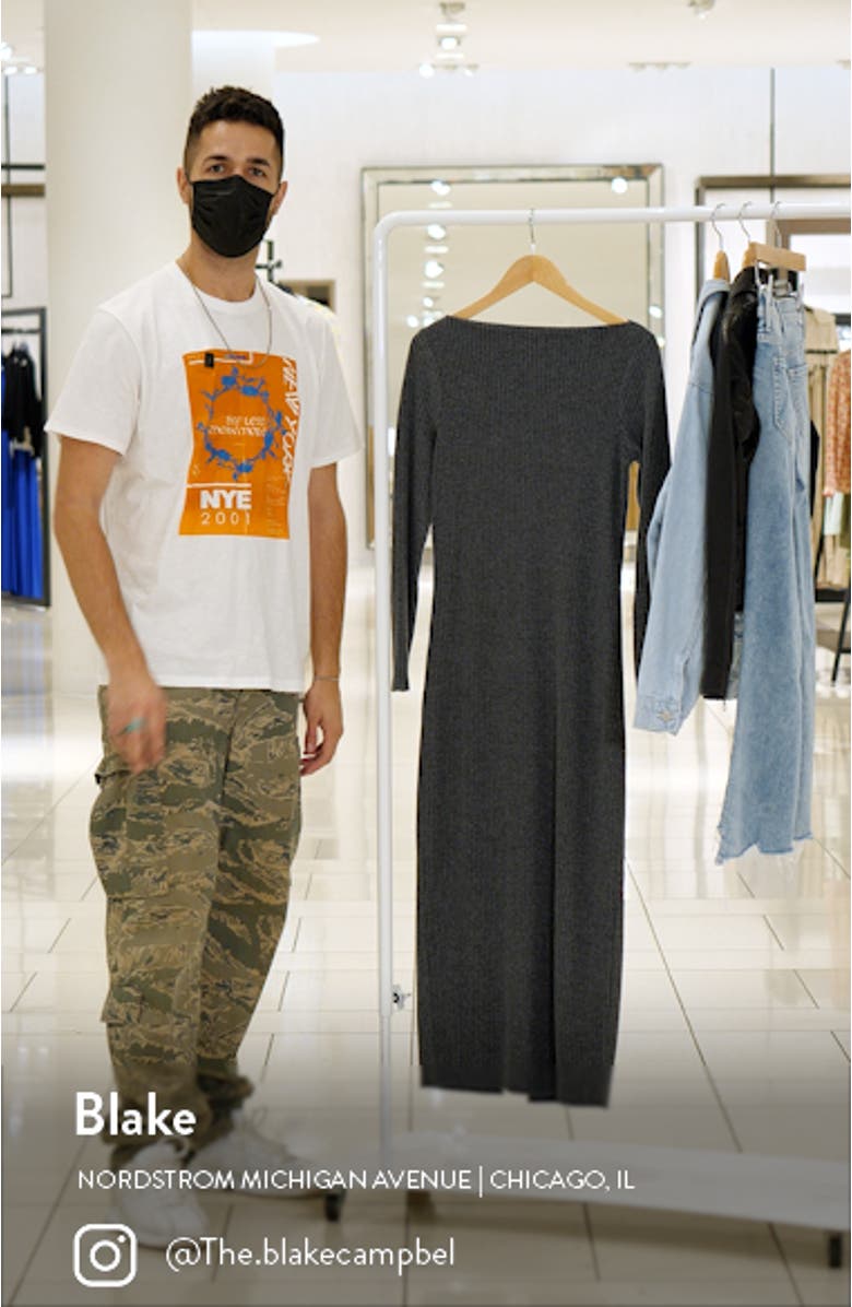 So Soft Ribbed Long Sleeve Midi Sweater Dress, sales video thumbnail