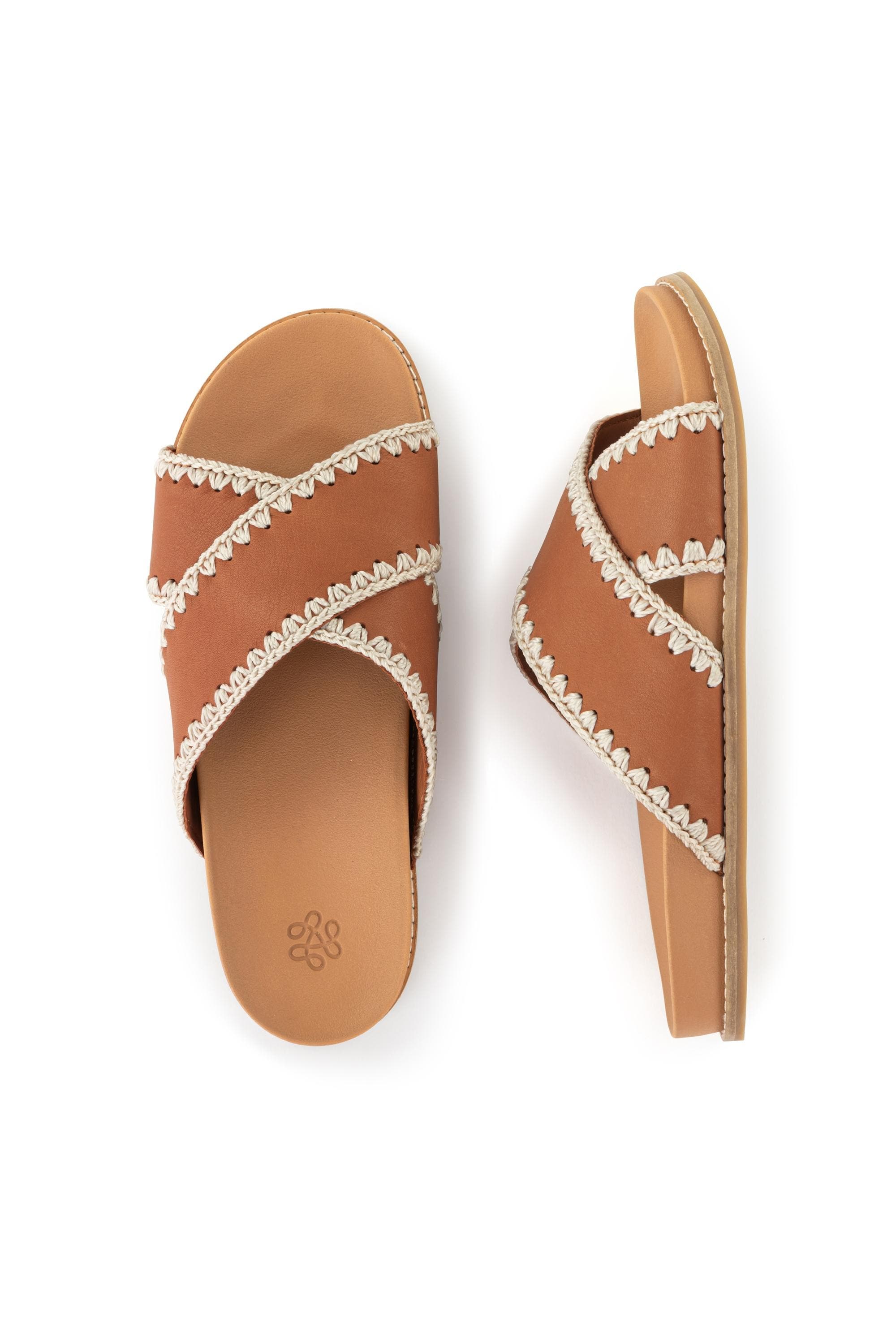 Penelope Leather Slip On Sandal, Alternate, color, Tobacco