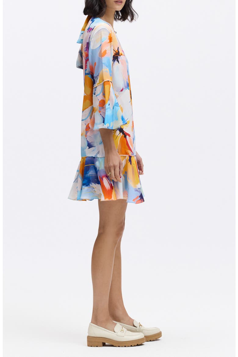 Margot Floral Bell Sleeve Shift Dress, Alternate, color, BLUE MULTI