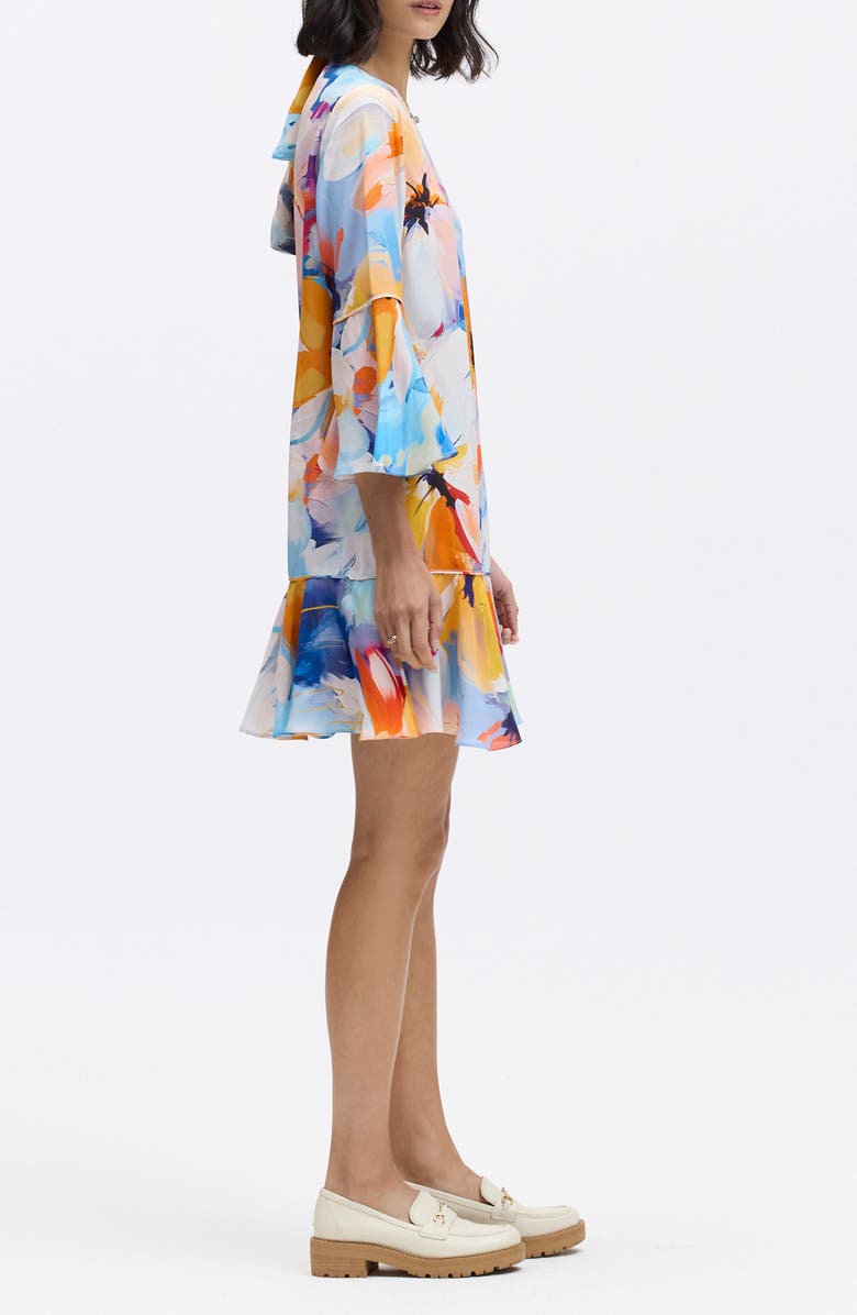 Robert Graham Margot Floral Bell Sleeve Shift Dress, Alternate, color, Blue Multi