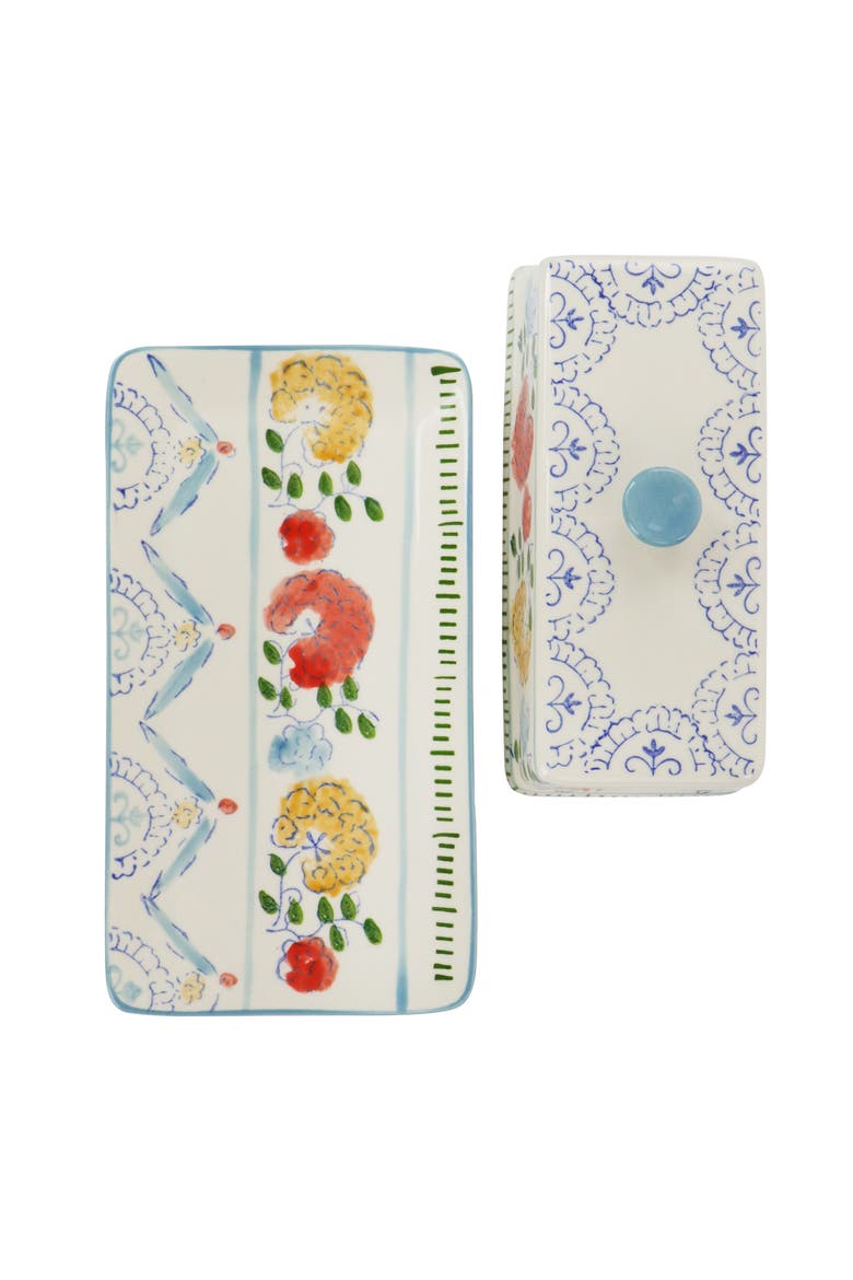Anaya 5 Piece Hand Painted Stoneware Table Accessory Set, Alternate, color, Multi