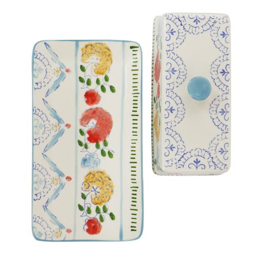 Gibson Elite Anaya 5 Piece Hand Painted Stoneware Table Accessory Set In Multi