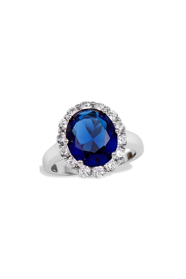 Diana Cubic Zirconia Halo Ring, Main, color, BLUE