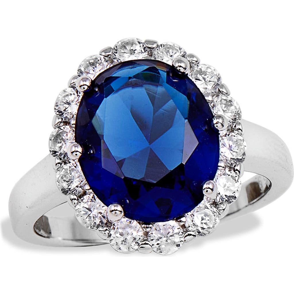 SAVVY CIE JEWELS Diana Cubic Zirconia Halo Ring in Blue  product