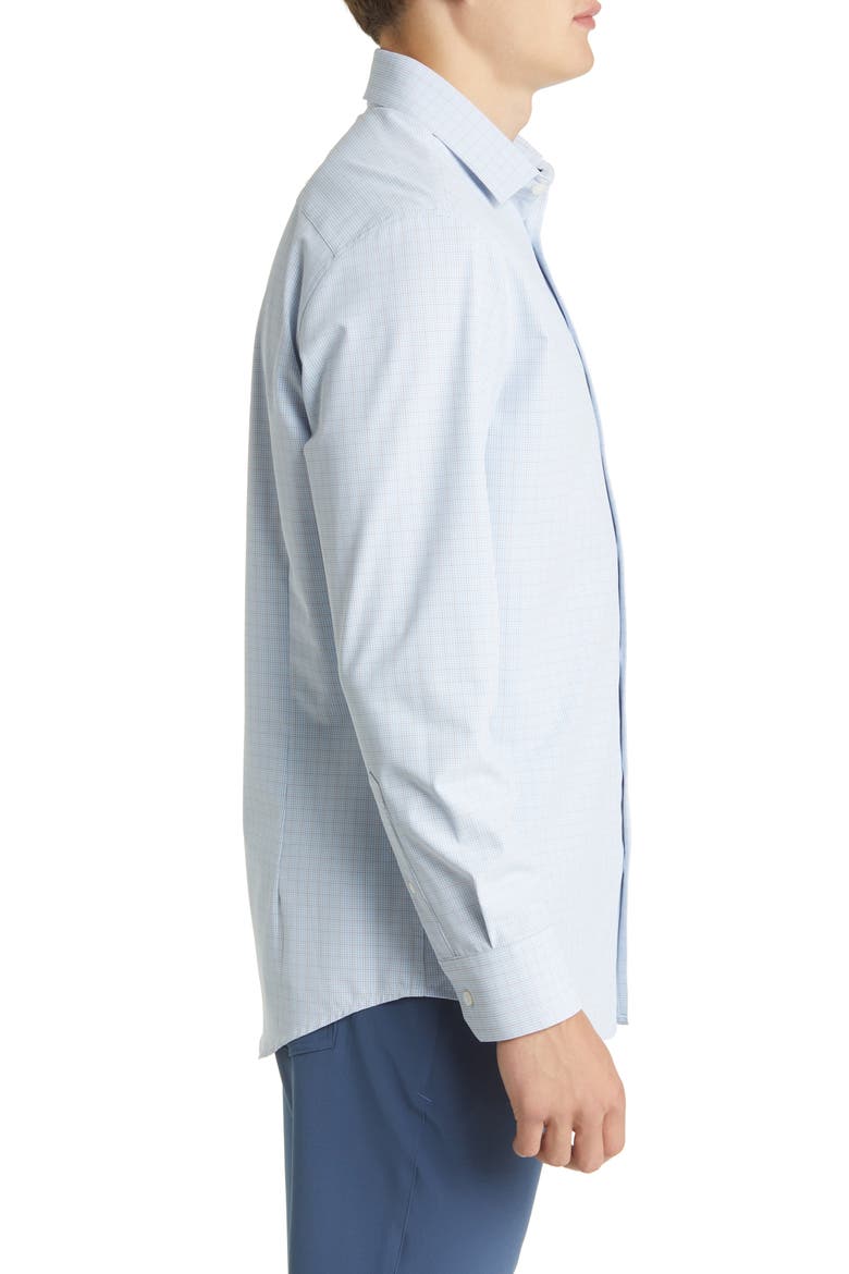 Leeward Trim Fit Check Print Button-Up Shirt, Alternate, color, LIGHT BLUE MINI PLAID