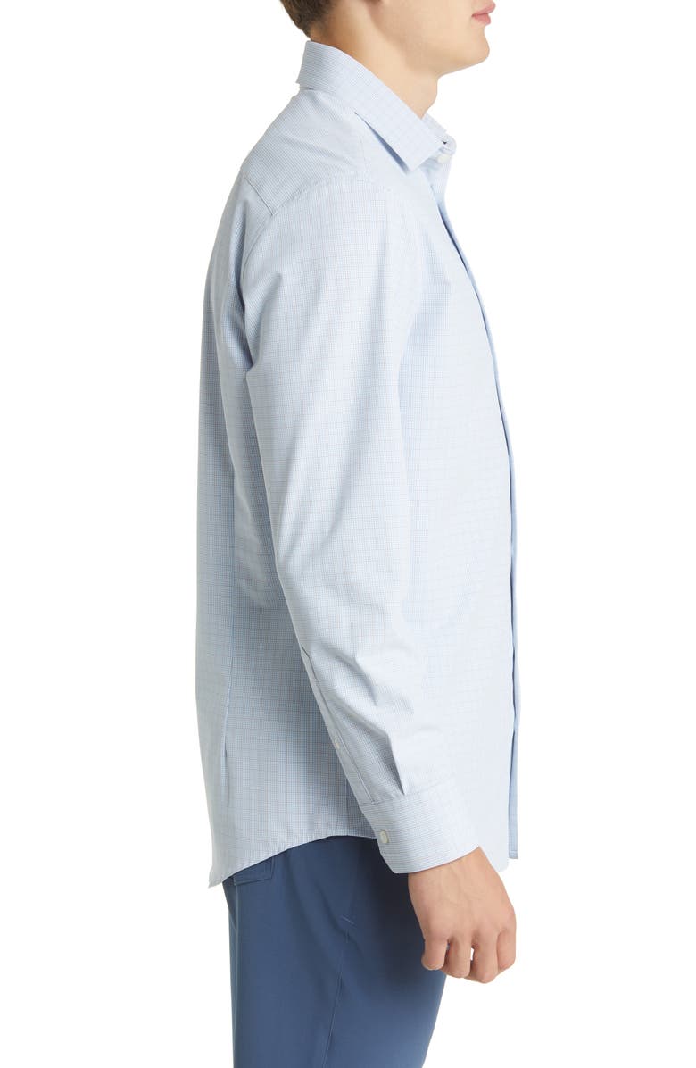 Mizzen+Main Leeward Trim Fit Check Print Button-Up Shirt, Alternate, color, Light Blue Mini Plaid