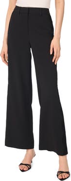 CeCe Scallop Embroidered High Waist Wide Leg Trousers