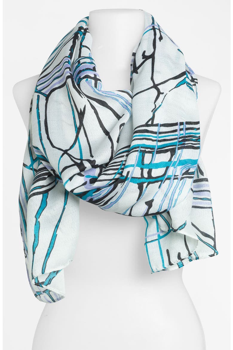 'Painted Lines' Scarf, Main, color, BLUE COMBO