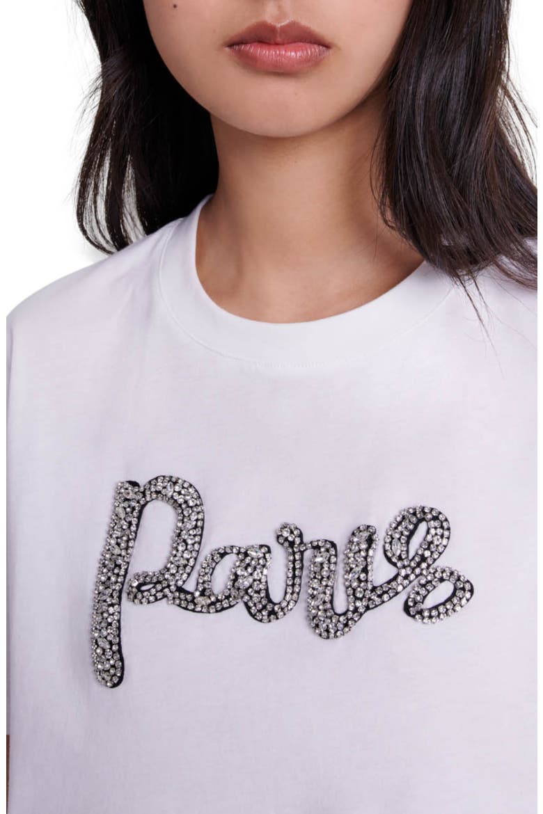 Paris rhinestone T-shirt, Alternate, color, White