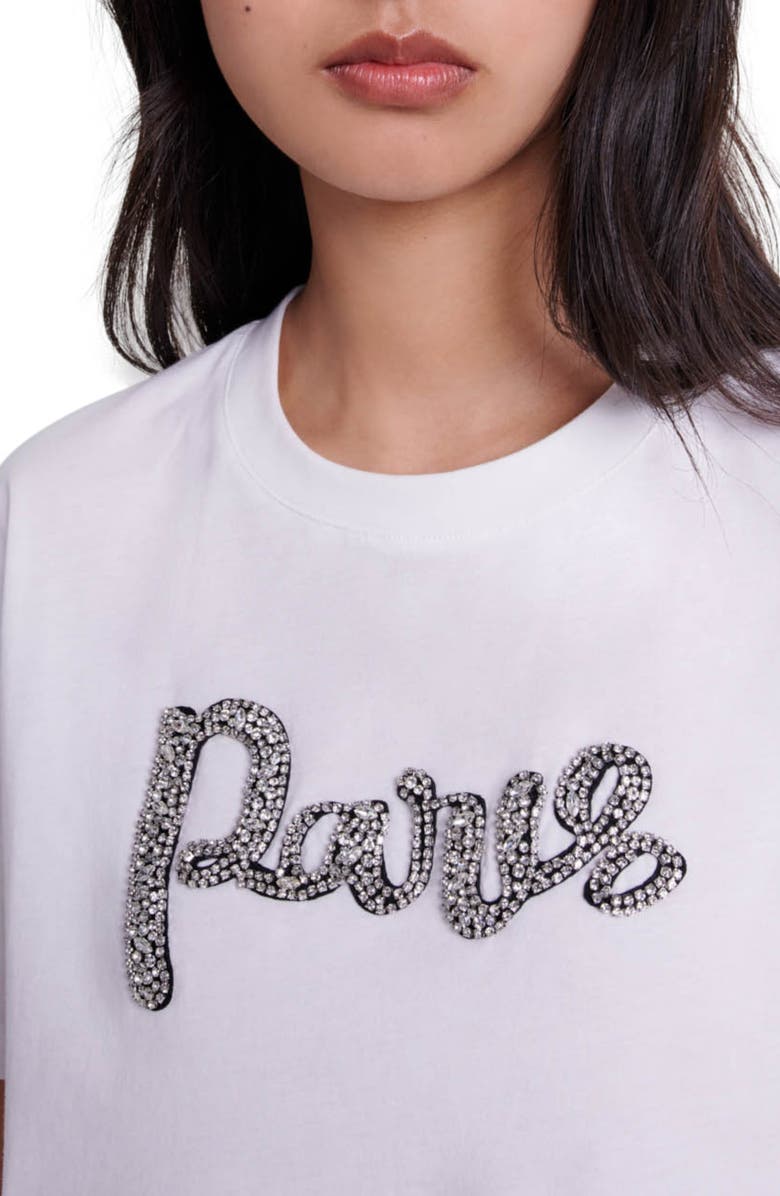 maje Paris rhinestone T-shirt, Alternate, color, 