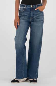 KUT from the Kloth Sienna Raw Hem High Waist Relaxed Straight Leg Jeans