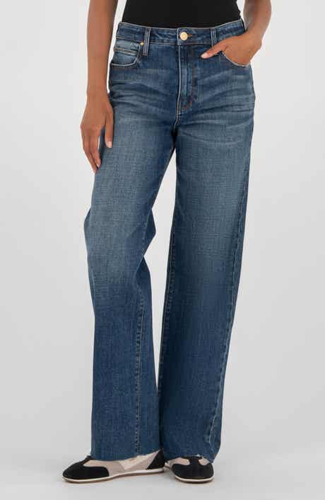 KUT from the Kloth Sienna Raw Hem High Waist Relaxed Straight Leg Jeans